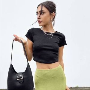 Princess Polly Classic Crop Top Tee Black